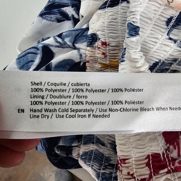 Band of the Free Floral A Line Summer Dress Ivory Blue Medium - Picture 14 of 15